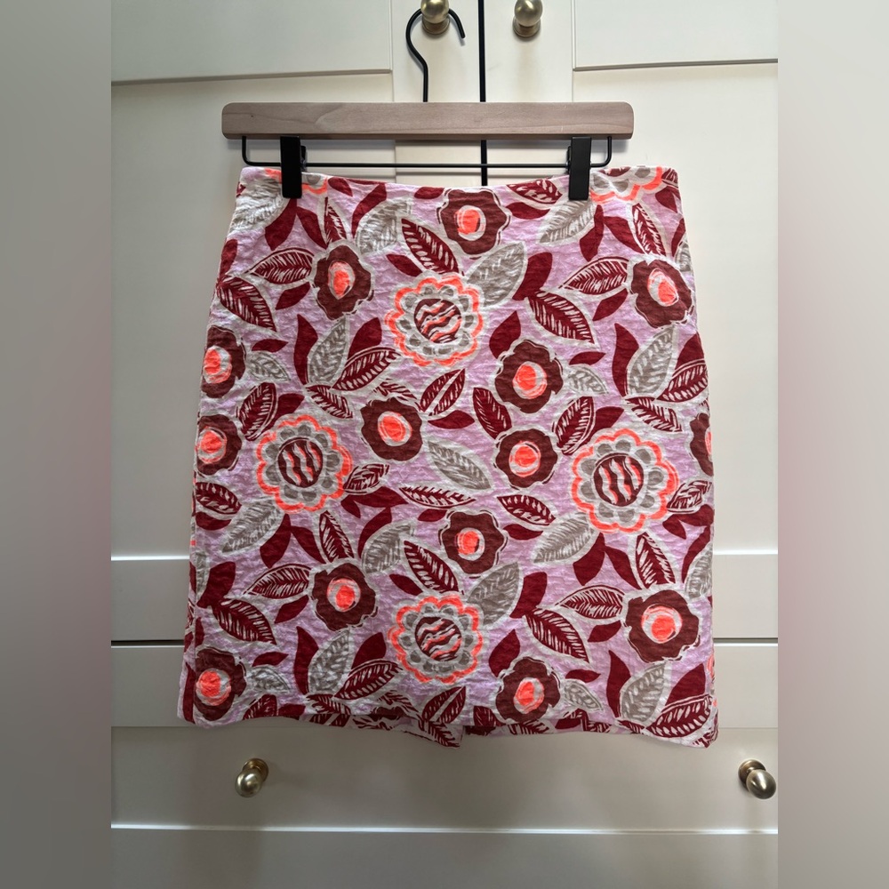Barneys New York Red and Pink Floral Mini Skirt
